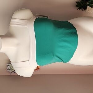 all in motion - Resort Tank w/ Built-In Shelf Bra, Cropped, Forest Green & White